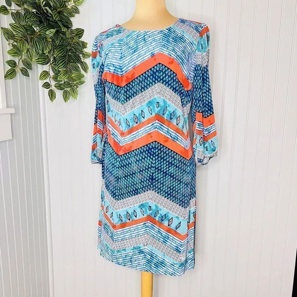 Enfocus Studio Women's Multicolored Size 8 Sheath Stretch Formal Dress NICE 0835